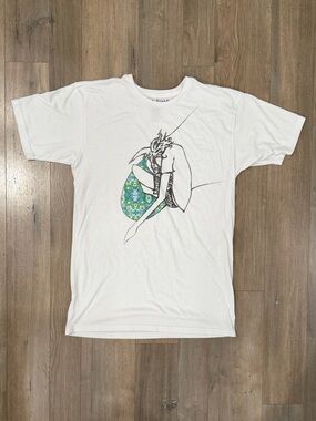Billabong White Short Sleeve Tee with Green Graphic
